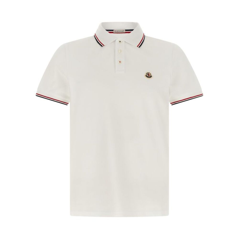 Moncler White Cotton Polo Men's Shirt